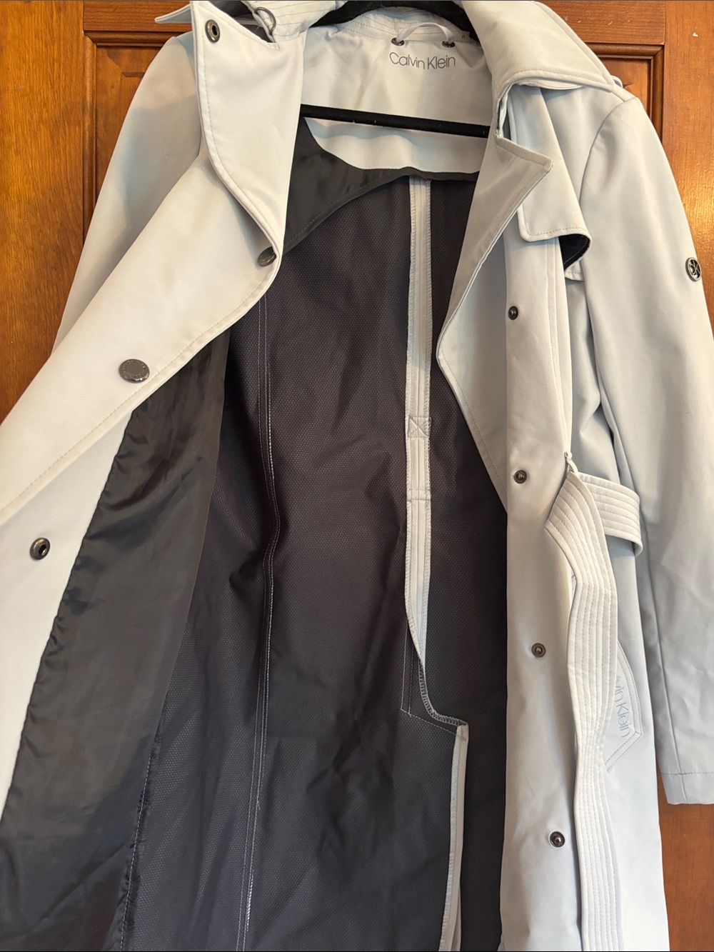 Calvin Klein light blue Trench Coat with Belt Medium - Picture 7 of 7